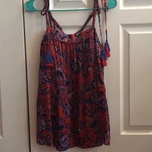 Strappy, floral tank with tassels